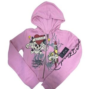 Ed Hardy Pink Graphic Hoodie